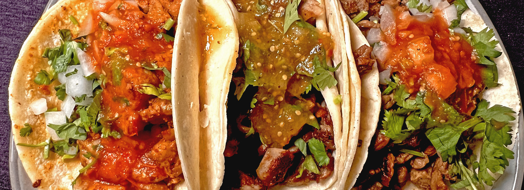 Three Tacos : Asada, Grilled Chicken, and Buche